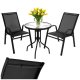 Outdoor Balcony Furniture Set Gardlov Table and 2 Chairs, Black