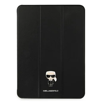 Karl Lagerfeld iPad Pro 12.9" (2021) Saffiano Ikonic Karl Wallet Case, Black