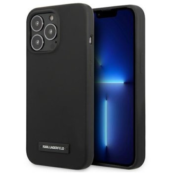 Apple iPhone 13 Pro 6.1" Karl Lagerfeld Silicone Plaque Case Cover (KLHCP13LSLMP1K), Black