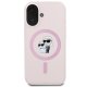 Чехол Karl Lagerfeld Silicone Karl&Choupette Heads Ring MagSafe для iPhone 16, Розовый