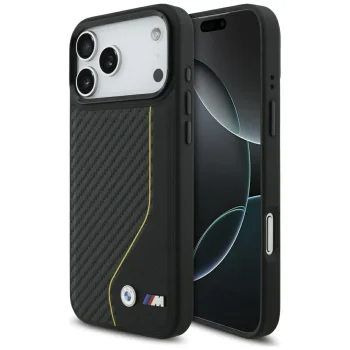 BMW iPhone 17 Pro Max vāciņš M Carbon Line & Logo MagSafe, melns/dzeltens
