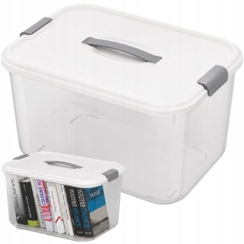 Uzglabāšanas kaste ar vāku un rokturi, 20L, Balta