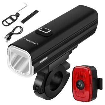 Trizand LED 1000lm velosipēda lukturu komplekts (priekšējais + aizmugurējais)