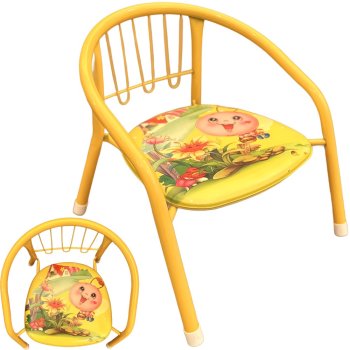 Металлический детский стульчик с мягким сиденьем