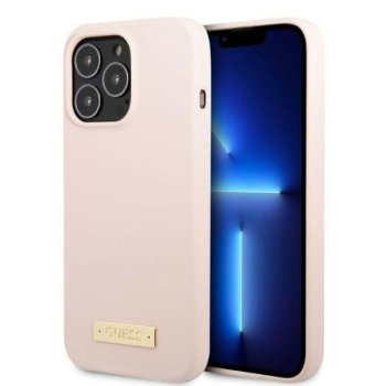 Apple iPhone 13 Pro Max 6.7'' Guess Silicone Logo Plate MagSafe Case Cover (GUHMP13XSPLP), Pink | Telefona Maciņš...