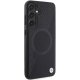 BMW Samsung Galaxy S24 Case Leather Half Textured & Circle MagSafe, Black