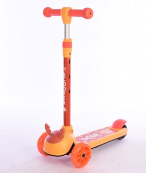 Bērnu Trīsriteņu LED Skrejritenis Skūteris, Oranžs | Kid's Tricycle Scooter