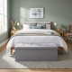 Storage Ottoman Bench 111x38 cm ModernHome Upholstered Chest, Light Gray