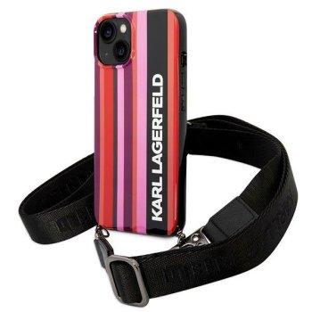 Karl Lagerfeld Color Stripes Strap vāciņš iPhone 14, rozā