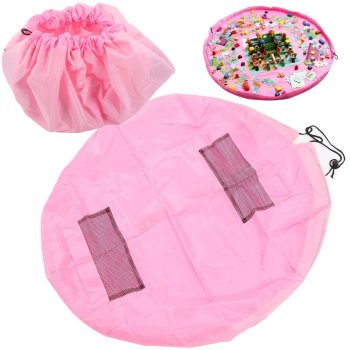 Children's play mat organizer, toy storage bag, 130 cm, pink