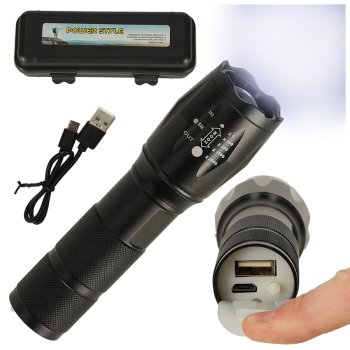 Taktiskais Militārais 800 Lūmenu LED ZOOM USB Uzlādējams Lukturis | Tactical Military Flashlight