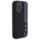 BMW iPhone 16 Pro vāciņš Silicone Cut Tricolor Lines MagSafe, melns