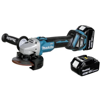 Akumulatora leņķa slīpmašīna Makita DGA511RTJ 18V 125 mm ar 2x 5.0 Ah akumulatoriem un koferi