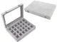 Velvet Jewelry Box with Glass Lid, 24 Compartments, Grey