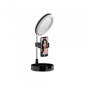 Saliekams 64 LED Makeup Spogulis Apgaismojums ar Telefona Turētāju, Melns | Mirror Light for Makeup with Mobile Phone Live Broadcast Bracket