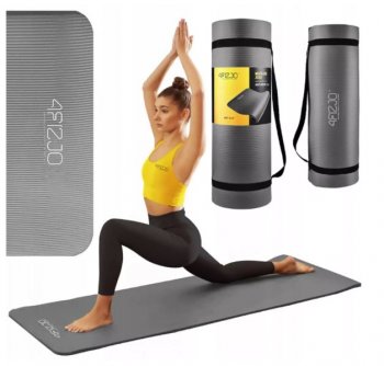 4Fizjo Sporta vingrošanas paklājs, jogas fitnesa paklājiņš NBR, 180x60x1cm, Pelēks | Fitness Yoga Exercise Foam...