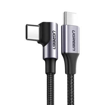 Ugreen US255 USB-C to USB-C Cable, 60W, Angled Connector, 2m - Gray