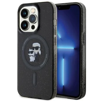 Чехол Karl Lagerfeld для iPhone 15 Pro KC Glitter MagSafe, черный