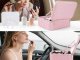 Makeup Case with LED Lighted Mirror, Travel Cosmetic Organizer for Women, Pink