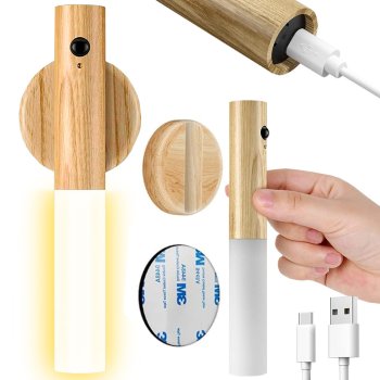 Светодиодный настенный светильник с датчиком движения, тёплый...