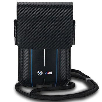Сумка для телефона BMW Carbon & Blue Stripe - черная
