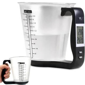 Electronic Kitchen Scale Measuring Cup with LCD Display, 1kg/1g, Black
