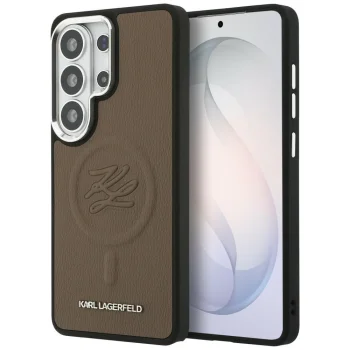 Karl Lagerfeld Embossed Ring MagSafe vāciņš Samsung Galaxy S26 Ultra, brūns