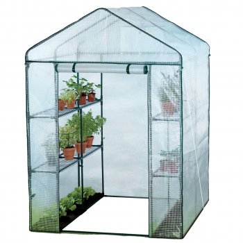 Portatīva Plēves Siltumnīca ar Plauktiem Dārzam Pagalmam Balkonam, 140x120 cm | Indoor Outdoor Greenhouse Warm House