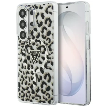 Guess IML Leopard Triangle MagSafe vāciņš Samsung Galaxy S26 Ultra, melns