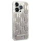 Karl Lagerfeld Liquid Glitter Monogram Case for iPhone 14 Pro, Silver