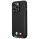 Чехол BMW для iPhone 14 Pro Max Leather Stamp Tricolor MagSafe Черный