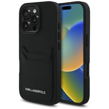 Karl Lagerfeld iPhone 16 Pro Max Case Grained PU CardSlot, Black