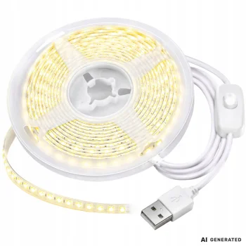 Self-Adhesive USB LED Strip Light 5V 3m Cold White with Switch