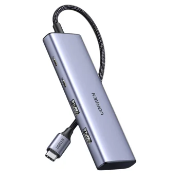 Ugreen CM473 USB-C centrmezgls (HUB) - 2x USB-A / 2x USB-C, pelēks