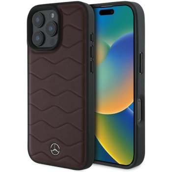 Mercedes MB Waves ādas futrālis iPhone 16 Pro Max - Sarkans | Leather Case for Red