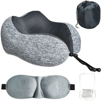 Ceļojumu Tūrisma Komplekts - spilvens, miega maska, ausu aizbāžņi | Travel Kit with Pillow, Sleep Mask and...