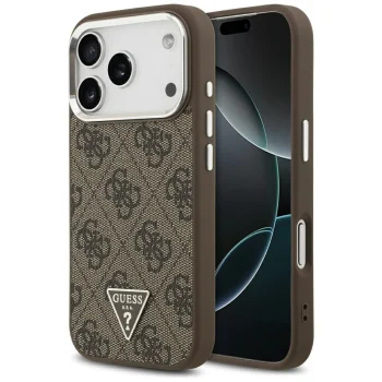 Чехол Guess MagSafe 4G из искусственной кожи для iPhone 17 Pro, коричневый