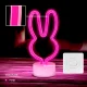 Светодиодная неоновая лампа на подставке Forever Light Зайчик, Розовая