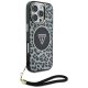 Guess HC IML Leopard Triangle Cord Strap MagSafe vāciņš iPhone 16 Pro Max - Melns | Phone Case Cover Black