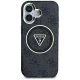 Guess IML Metal Glitter 4G Circle Triangle MagSafe vāciņš Apple iPhone 16, Melns