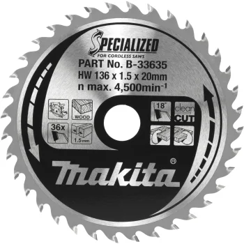 Пильный диск Makita B-33635 Specialized по дереву, 136 x 20 мм, 36Z
