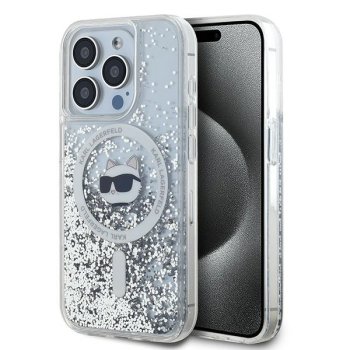 Чехол Karl Lagerfeld Liquid Glitter Choupette Head MagSafe для iPhone 13 Pro / 13 прозрачный