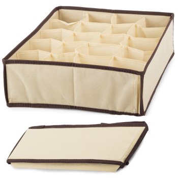 Органайзер для белья и носков в ящик, 20 ячеек, бежевый