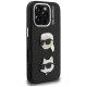 Karl Lagerfeld FW Grained Karl & Choupette Heads Pins vāciņš iPhone 16 Pro Max, Melns