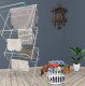 Vertical foldable clothes drying rack with 3 tiers, white-black