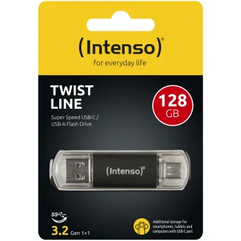 USB-флешка Intenso Twist 128GB USB 3.2 USB-C и USB-A, антрацит