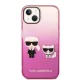 Karl Lagerfeld Gradient Ikonik Karl & Choupette vāciņš iPhone 14 Plus - Rozā