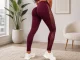 Sieviešu fitnesa legingi ar augsto jostasvietu un push-up efektu, bordo, L/XL