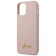 Чехол Guess для iPhone 12 mini Silicone Script Gold Logo, светло-розовый