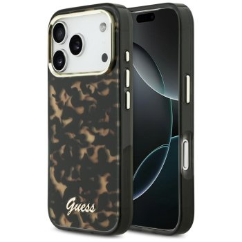 Guess IML Script Metal MagSafe Maciņš ar MagSafe iPhone 17 Pro Max – melns un brūns | Phone Case Cover